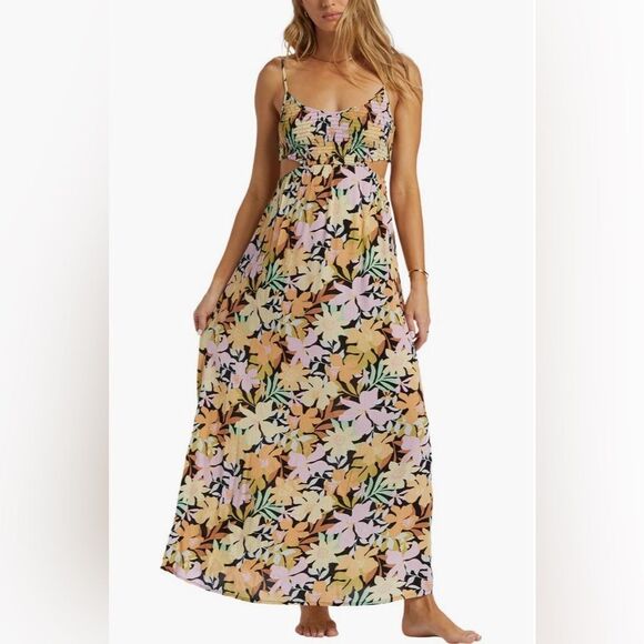 Billabong NWT True Desire Floral Cutout Maxi Dress M - Picture 1 of 8